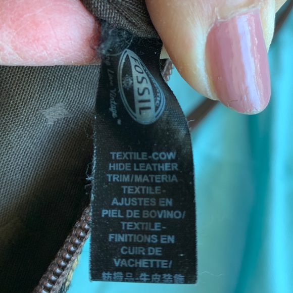 Fossil Crossbody Leather and Canvas Bag - Picture 7 of 9